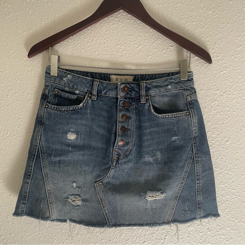 Free People Distressed Denim Skirt